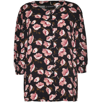 Gozzip Woman Ingelise Shirt Blouse Shirt Blouse Black with dusty rose print
