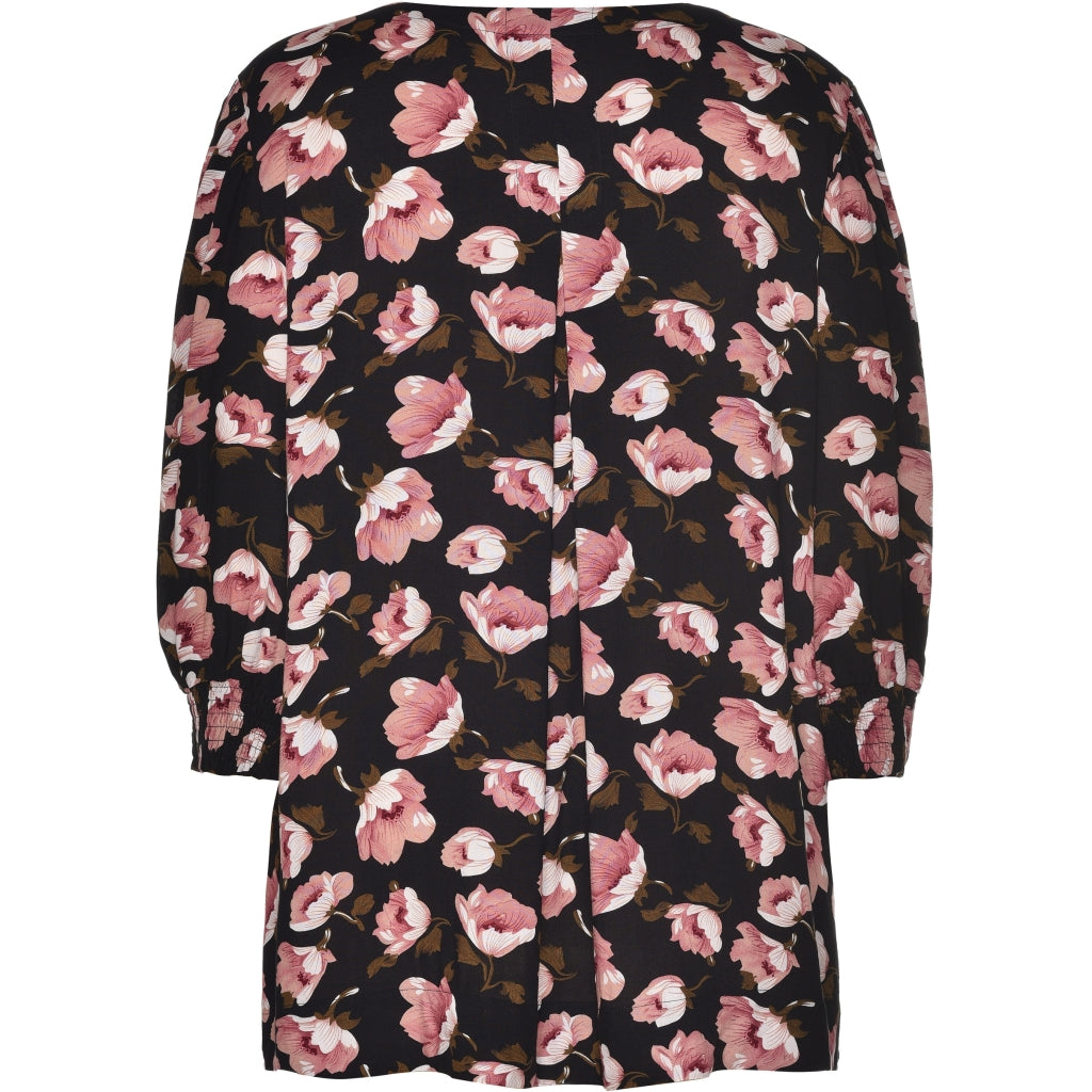 Gozzip Woman Ingelise Shirt Blouse Shirt Blouse Black with dusty rose print