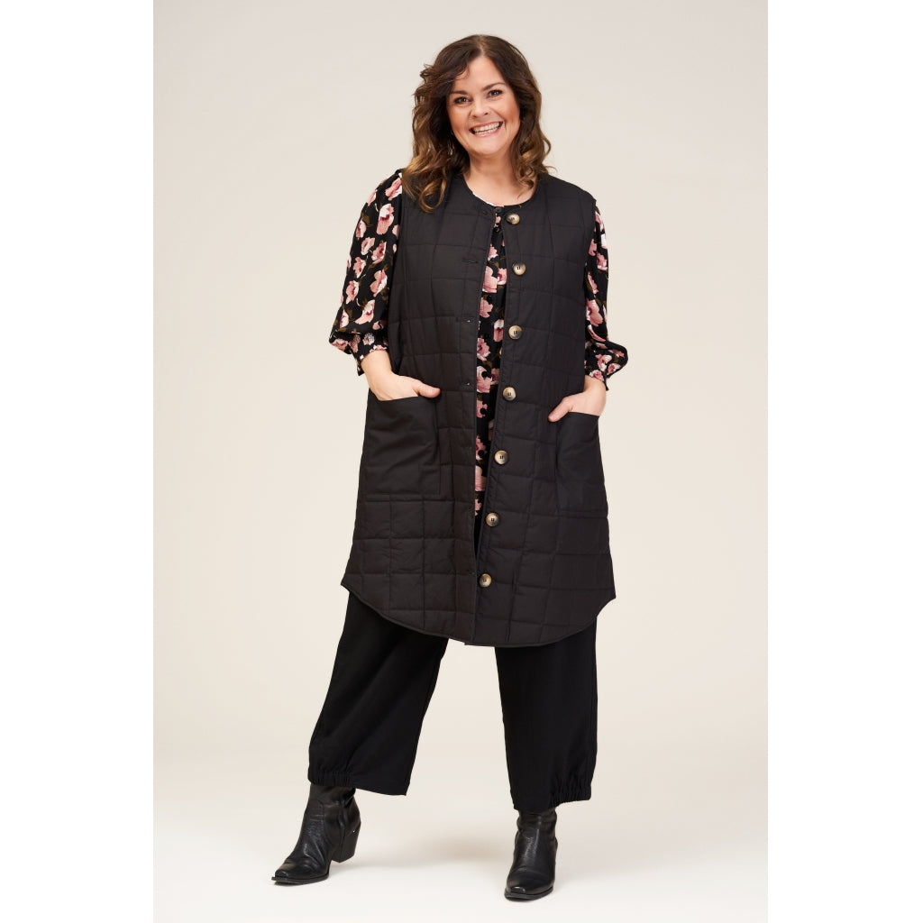 Gozzip Woman Ingelise Shirt Blouse Shirt Blouse Black with dusty rose print