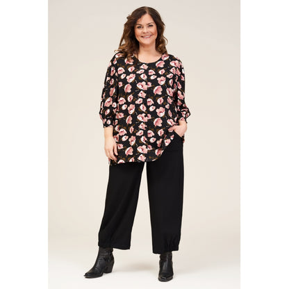 Gozzip Woman Ingelise Shirt Blouse Shirt Blouse Black with dusty rose print