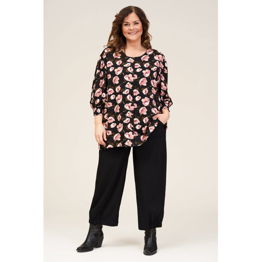 Gozzip Woman Ingelise Shirt Blouse Shirt Blouse Black with dusty rose print