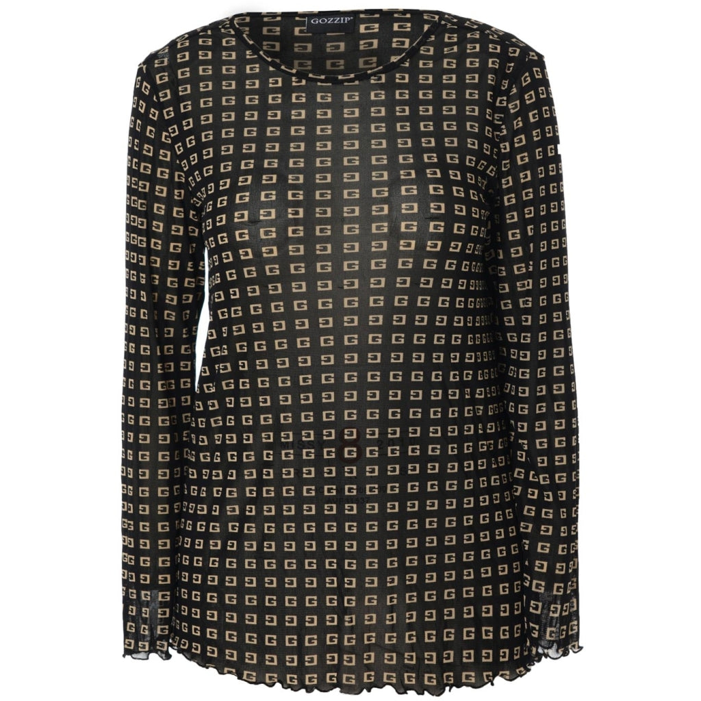 Gozzip Woman Jolanta Mesh Blouse Blouse Black with Beige