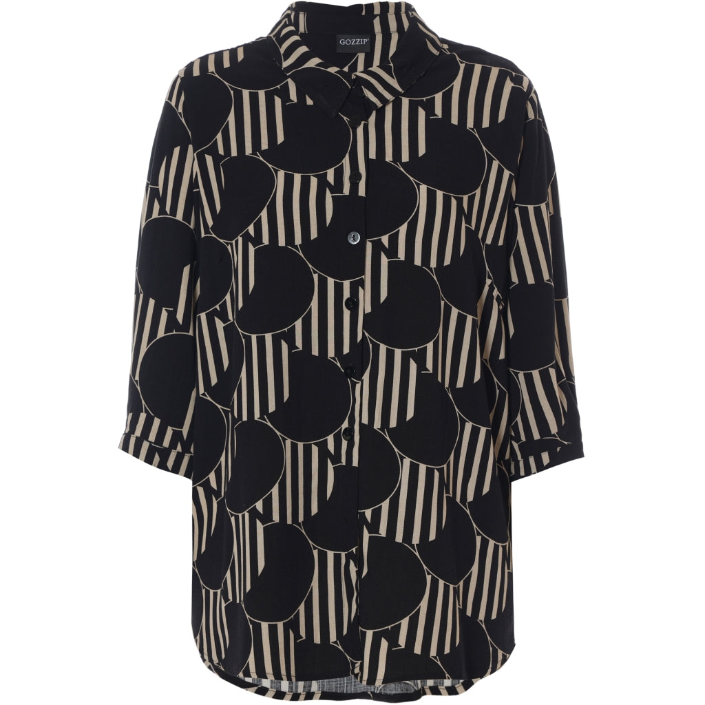 Gozzip Woman Karina Shirt Shirt Black with Beige