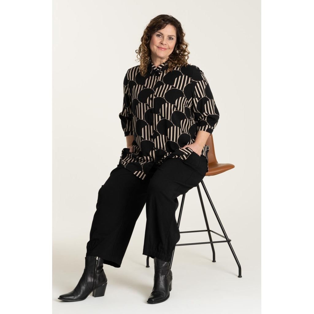 Gozzip Woman Karina Shirt Shirt Black with Beige