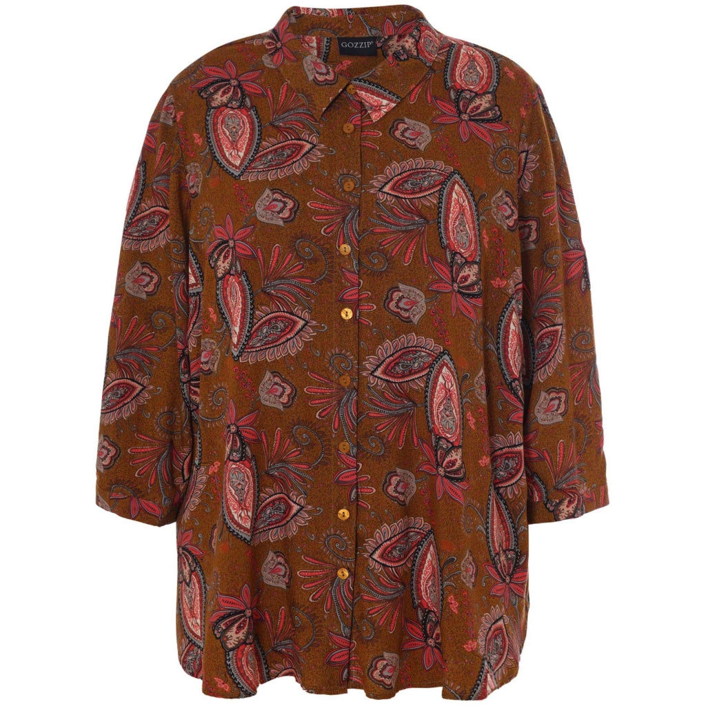 Gozzip Woman Karina Shirt Blouse Blouse Bronze Printed