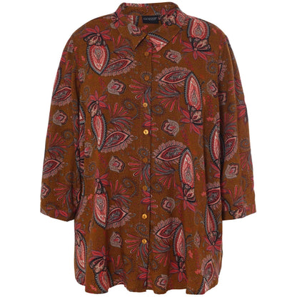 Gozzip Woman Karina Shirt Blouse Blouse Bronze Printed