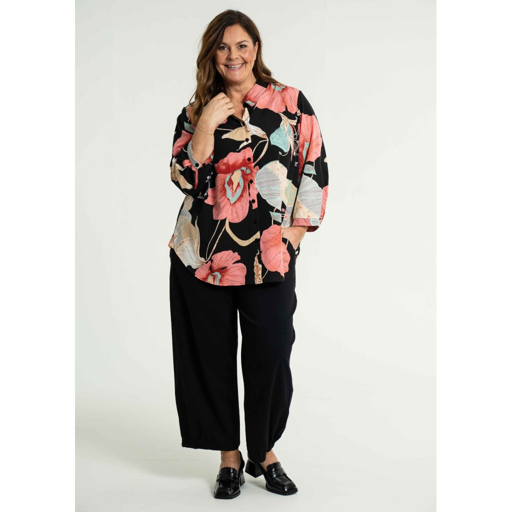 Gozzip Woman Karina Shirt Blouse Shirt Blouse Black printed