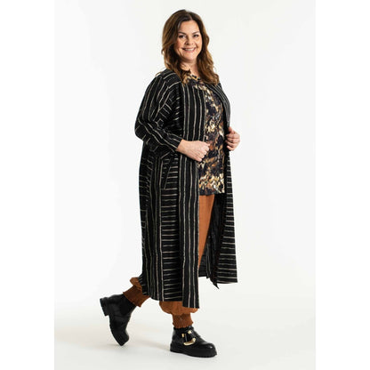 Gozzip Woman Linette Long Cardigan Dress Long Cardigan Dress Black printed