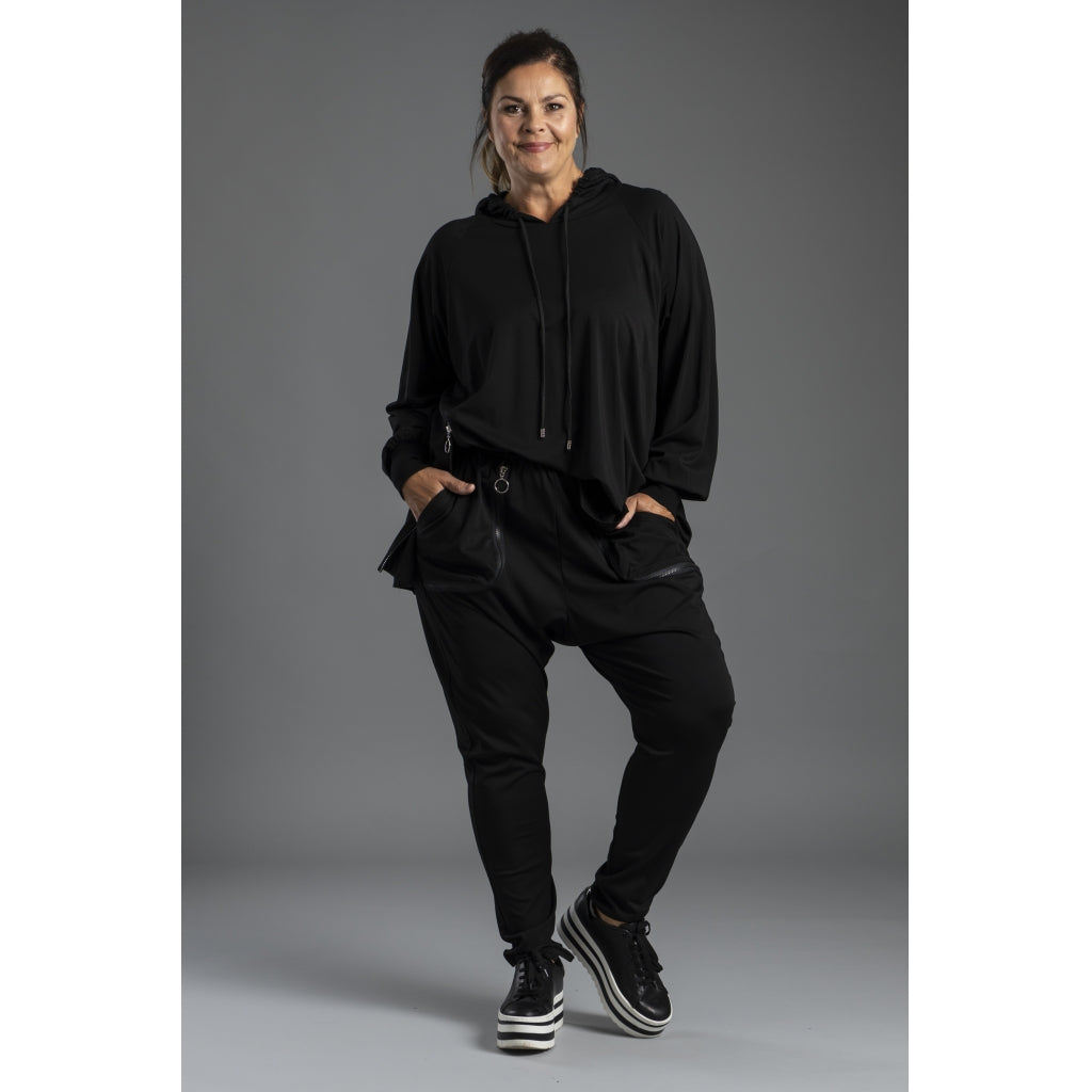 Gozzip Woman Magdalena Pants w. zip detail Pants Black