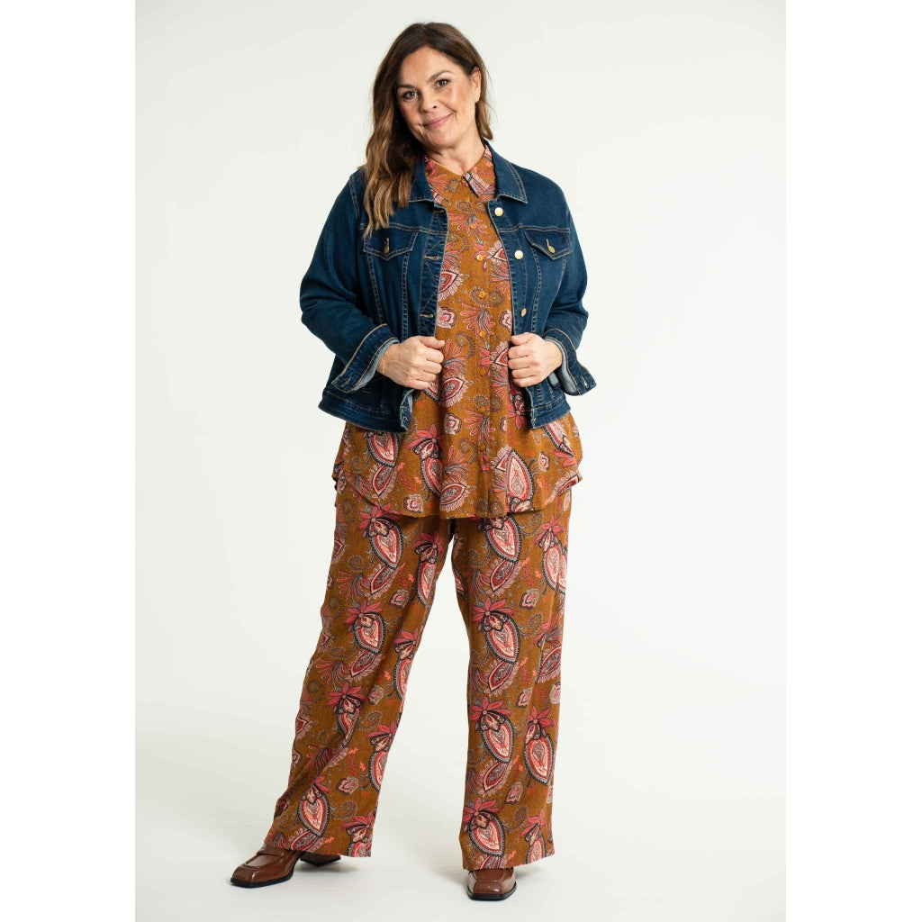 Gozzip Woman Margrethe Loose Pants Loose Pant Bronze Printed