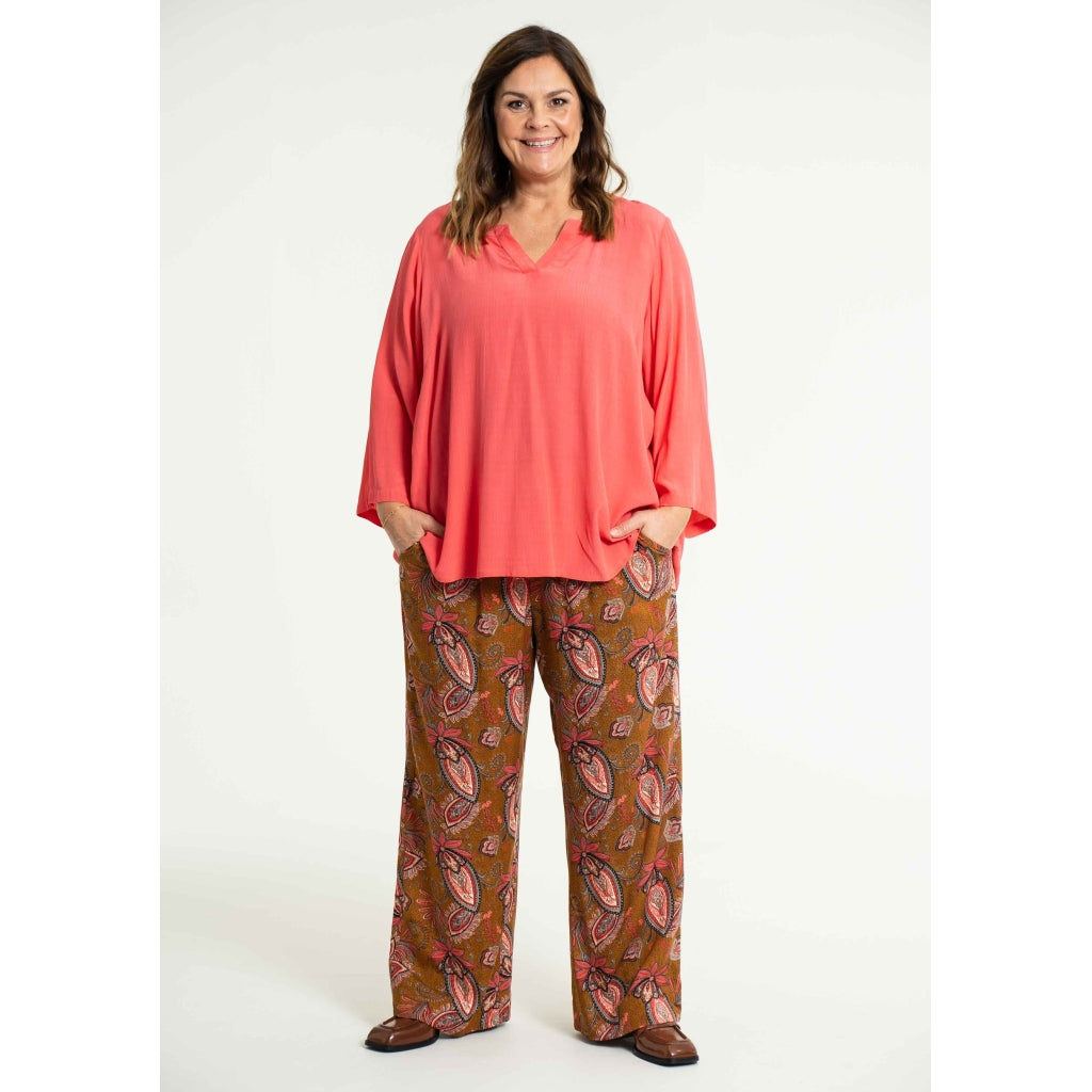 Gozzip Woman Margrethe Loose Pants Loose Pant Bronze Printed