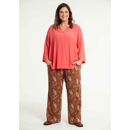 Gozzip Woman Margrethe Loose Pants Loose Pant Bronze Printed