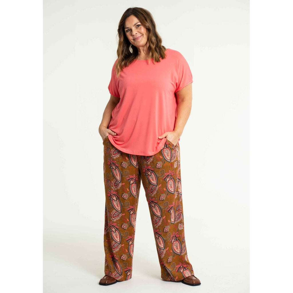 Gozzip Woman Margrethe Loose Pants Loose Pant Bronze Printed