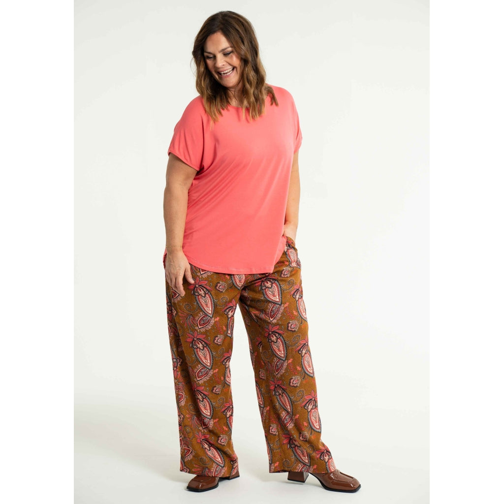 Gozzip Woman Margrethe Loose Pants Loose Pant Bronze Printed