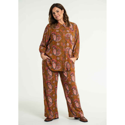 Gozzip Woman Margrethe Loose Pants Loose Pant Bronze Printed