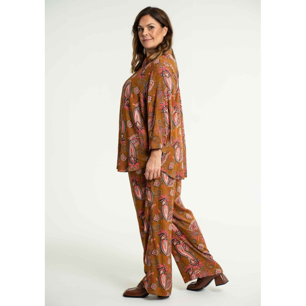 Gozzip Woman Margrethe Loose Pants Loose Pant Bronze Printed