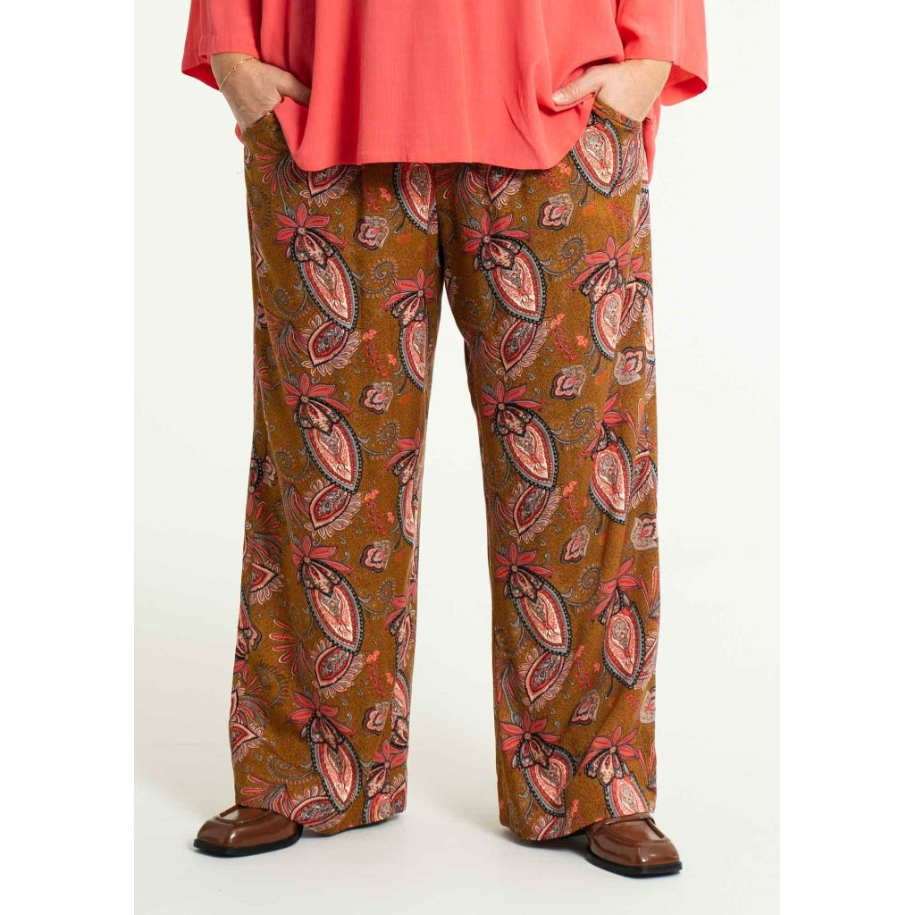 Gozzip Woman Margrethe Loose Pants Loose Pant Bronze Printed