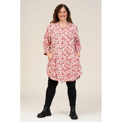 Gozzip Woman Meta Tunic Tunic Dusty Rose printed