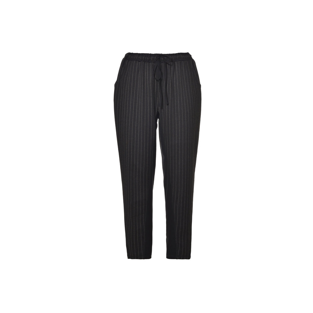 Gozzip Woman Pants Pants Black (Mix with stripe)