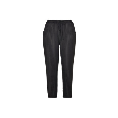 Gozzip Woman Pants Pants Black (Mix with stripe)