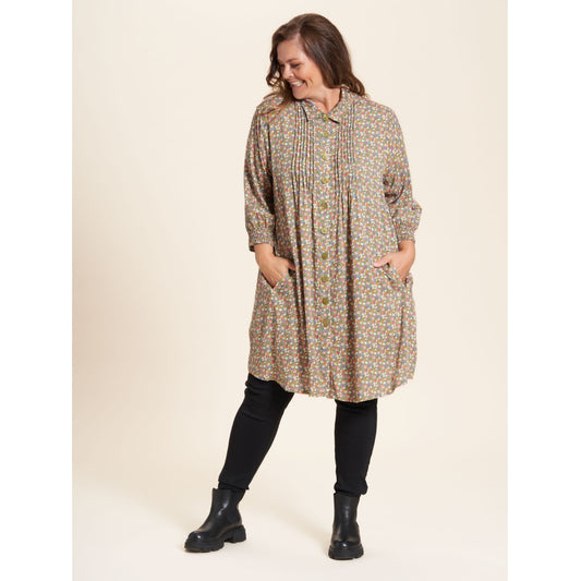 Gozzip Woman Sabina Shirt Tunic Shirt Tunic Gold Olive Printed