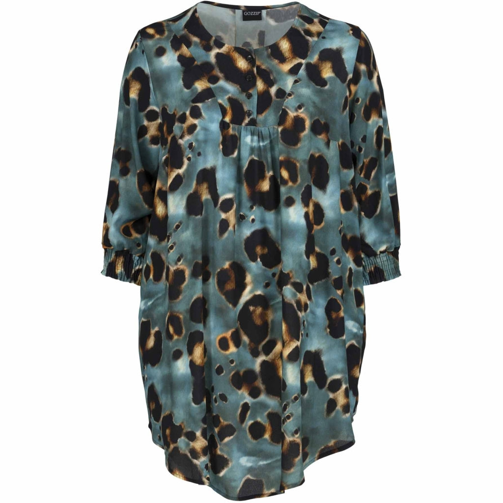 Gozzip Woman Samira Tunic Tunic Petrol Printed