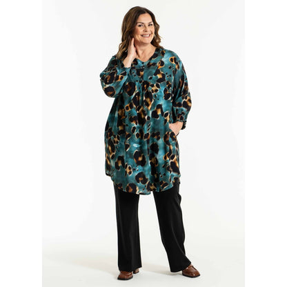 Gozzip Woman Samira Tunic Tunic Petrol Printed