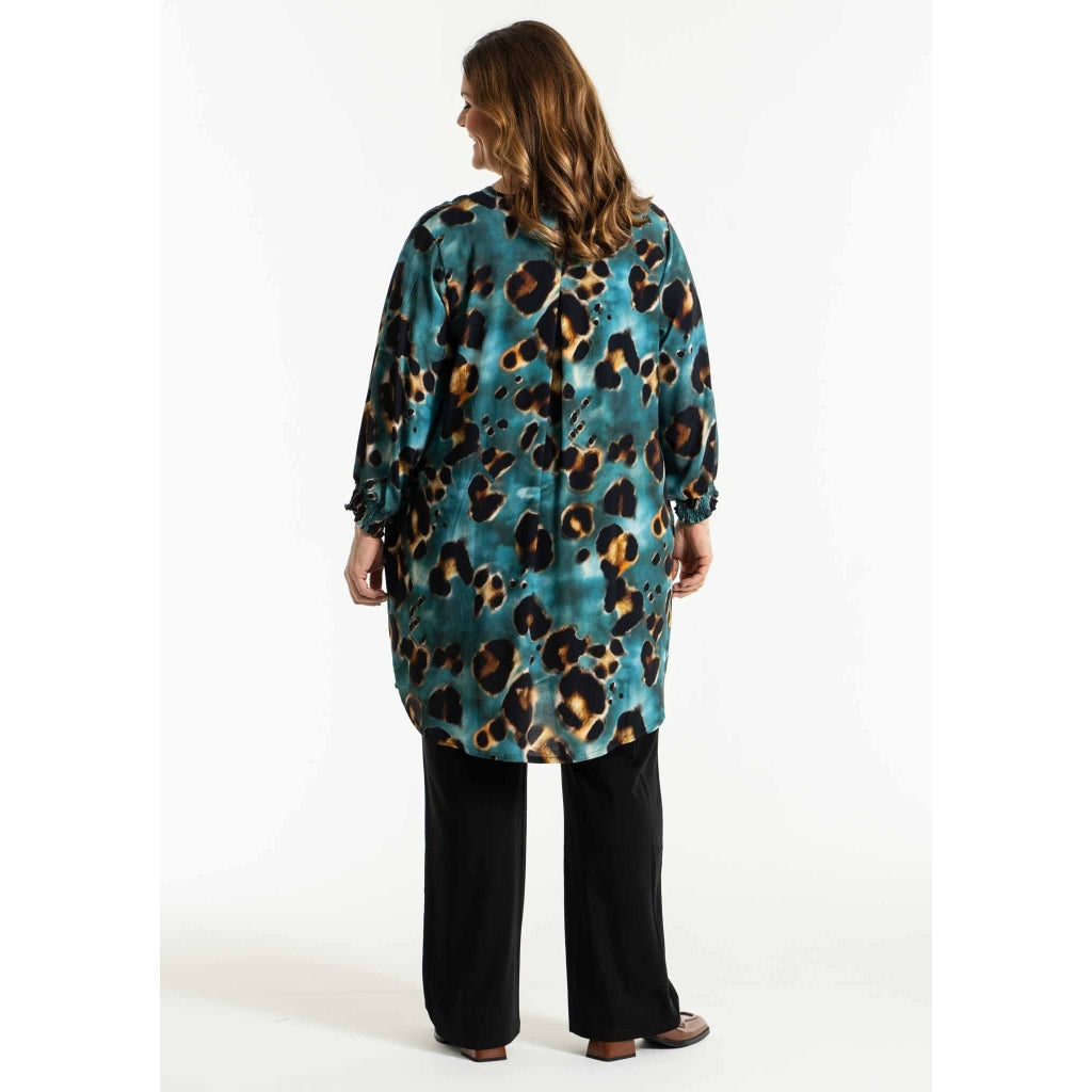 Gozzip Woman Samira Tunic Tunic Petrol Printed