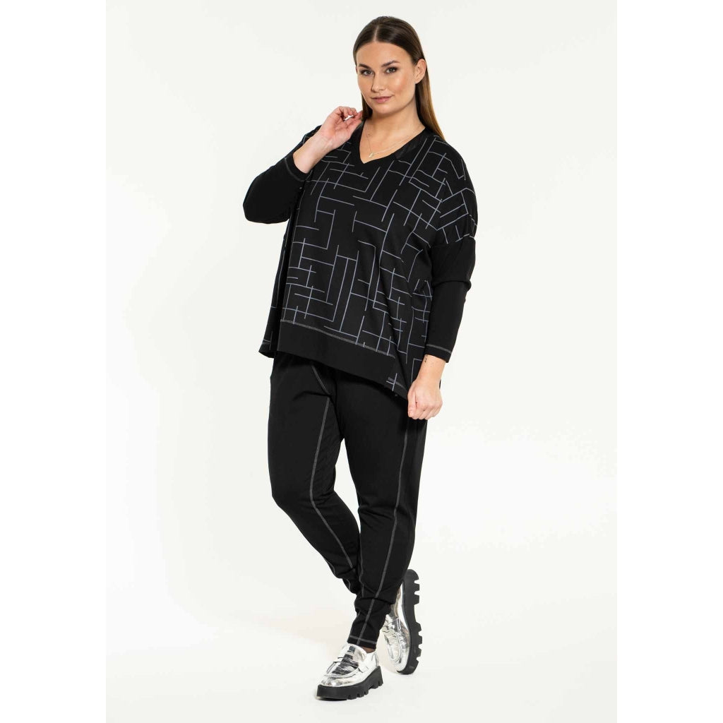 Gozzip Woman Sille Oversize Blouse Oversize Blouse Black