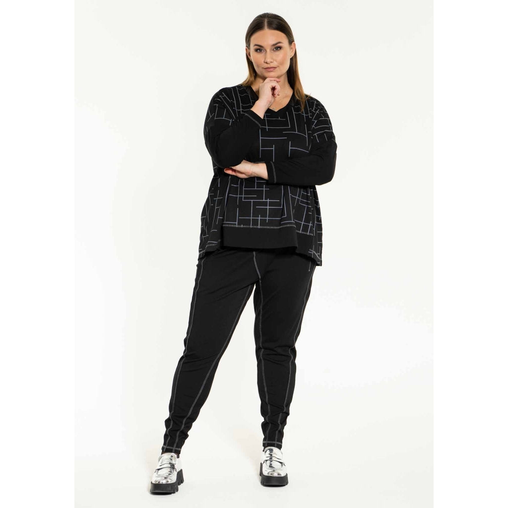 Gozzip Woman Sille Oversize Blouse Oversize Blouse Black