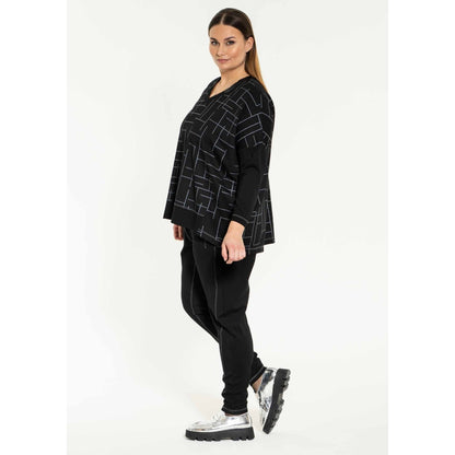 Gozzip Woman Sille Oversize Blouse Oversize Blouse Black