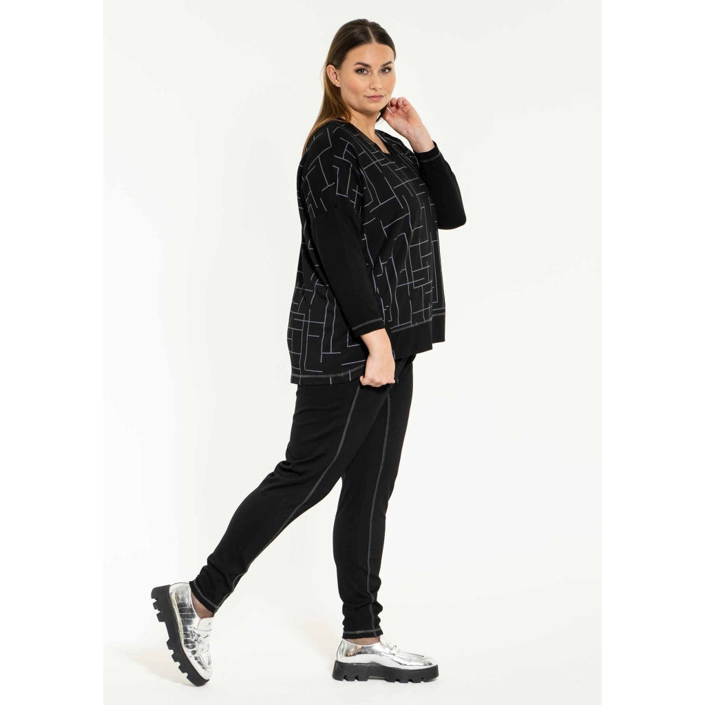 Gozzip Woman Sille Oversize Blouse Oversize Blouse Black