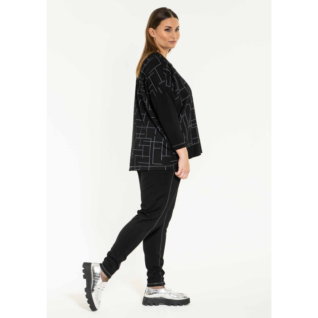 Gozzip Woman Sille Oversize Blouse Oversize Blouse Black