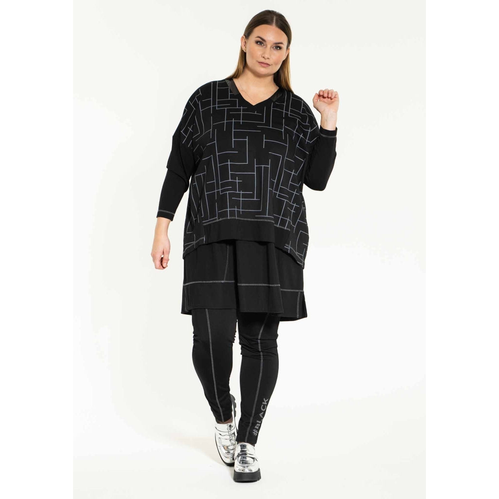 Gozzip Woman Sille Oversize Blouse Oversize Blouse Black