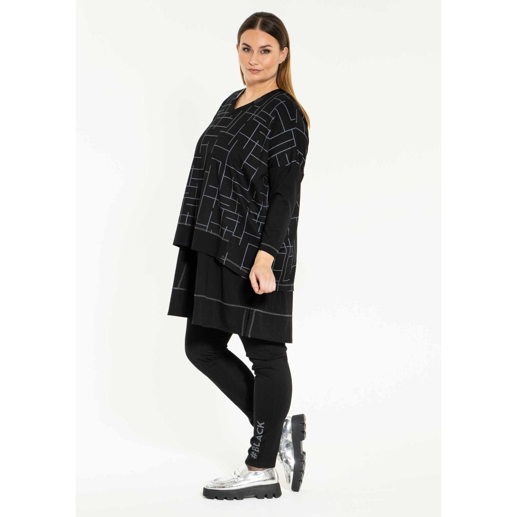 Gozzip Woman Sille Oversize Blouse Oversize Blouse Black