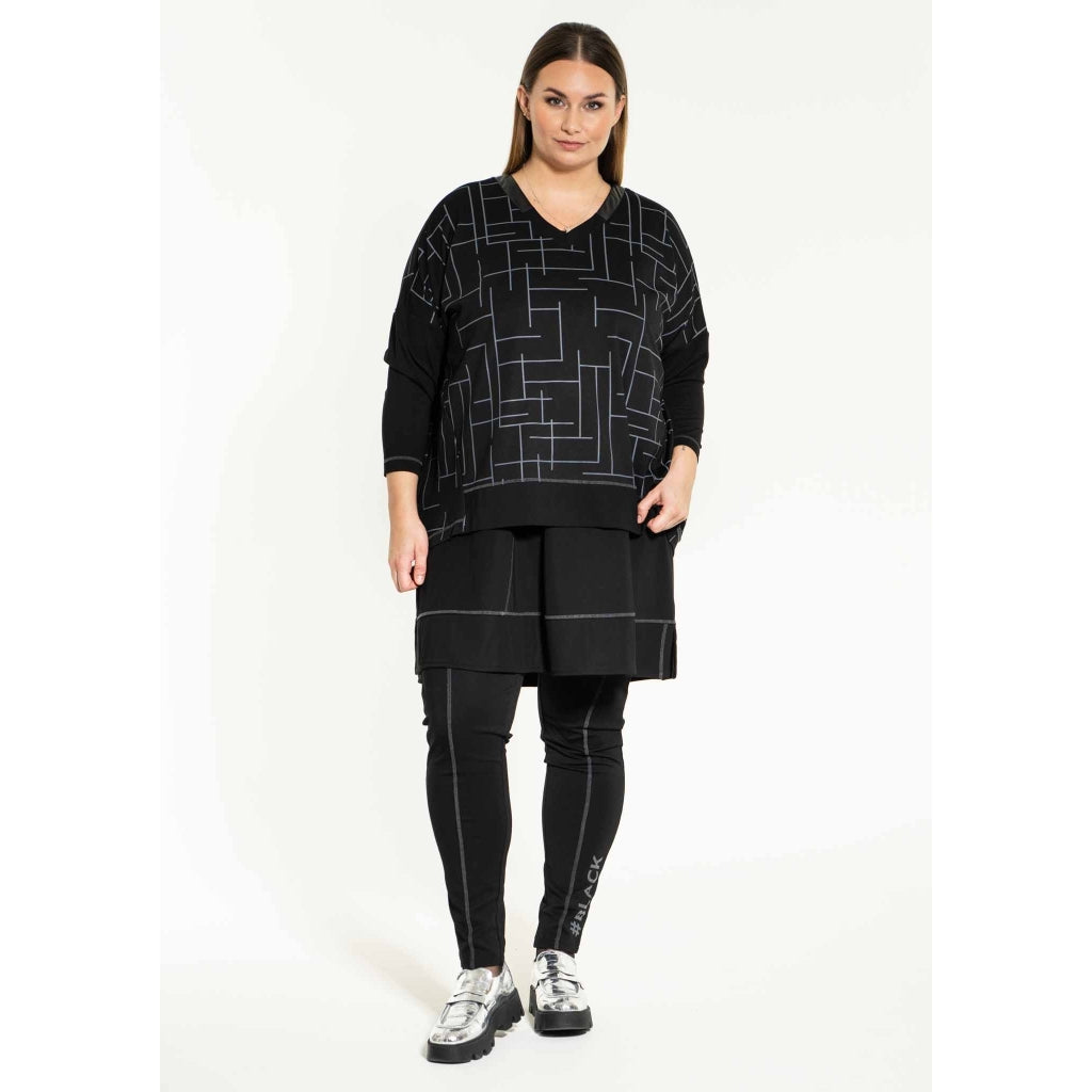 Gozzip Woman Sille Oversize Blouse Oversize Blouse Black