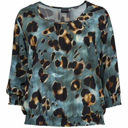 Gozzip Woman Thilde Blouse Blouse Petrol Printed