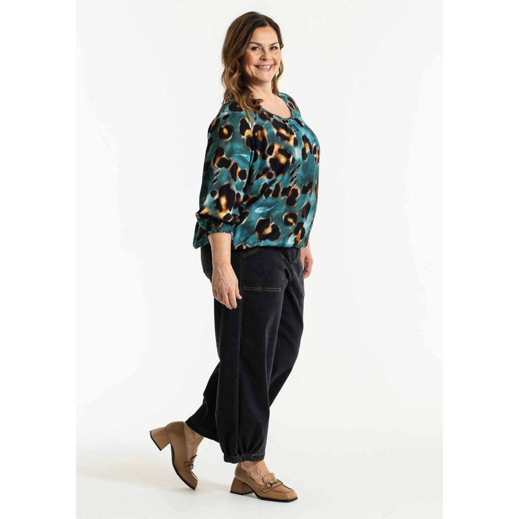 Gozzip Woman Thilde Blouse Blouse Petrol Printed